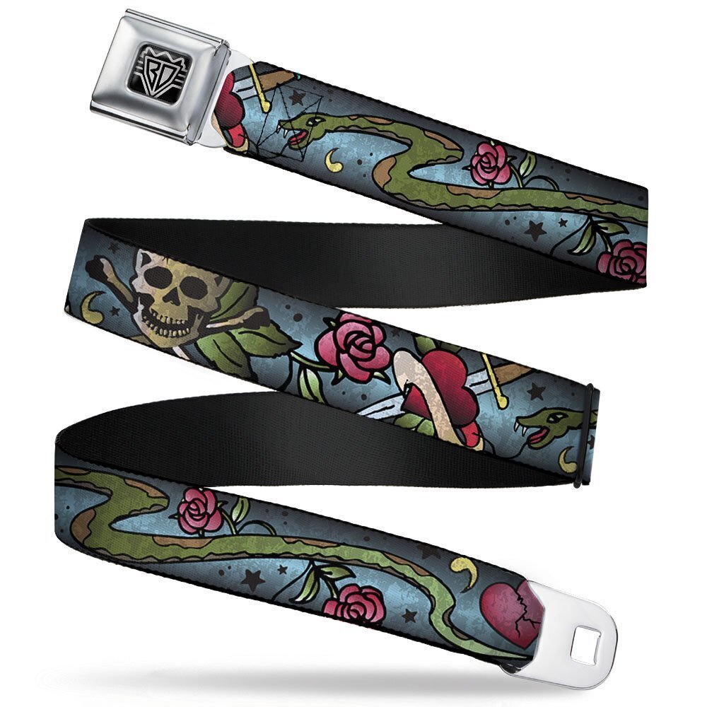 2244 Seatbelt Belt - Live Hard Die Young C/U Turquoise - 1.0" Wide - 20-36